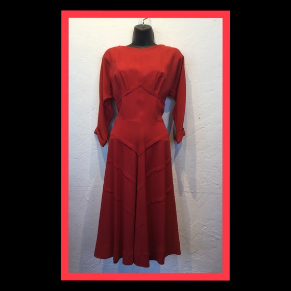Vintage 1950s red rayon dress