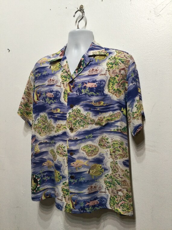 Vintage 1940s/50s crepe rayon Hawaiian shirt by L… - image 10