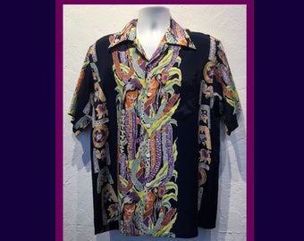 HS327  1940&#39;s vintage reproduction Hawaiian shirt by Kona Bay.
