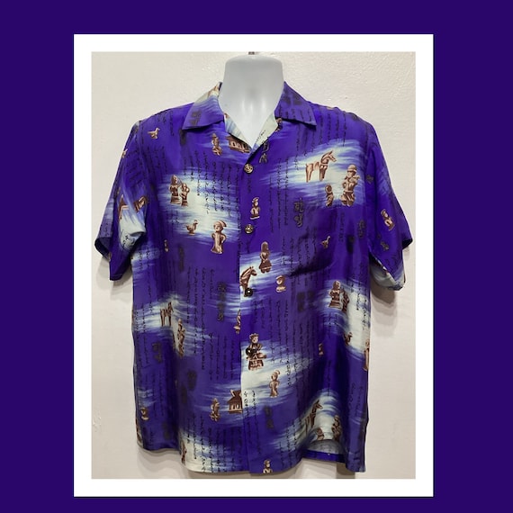 Vintage 1950s silk Hawaiian shirt by Hookano. Siz… - image 1