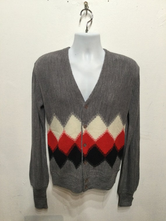 Vintage 1950s/60s argyle cardigan sweater by Saha… - image 4