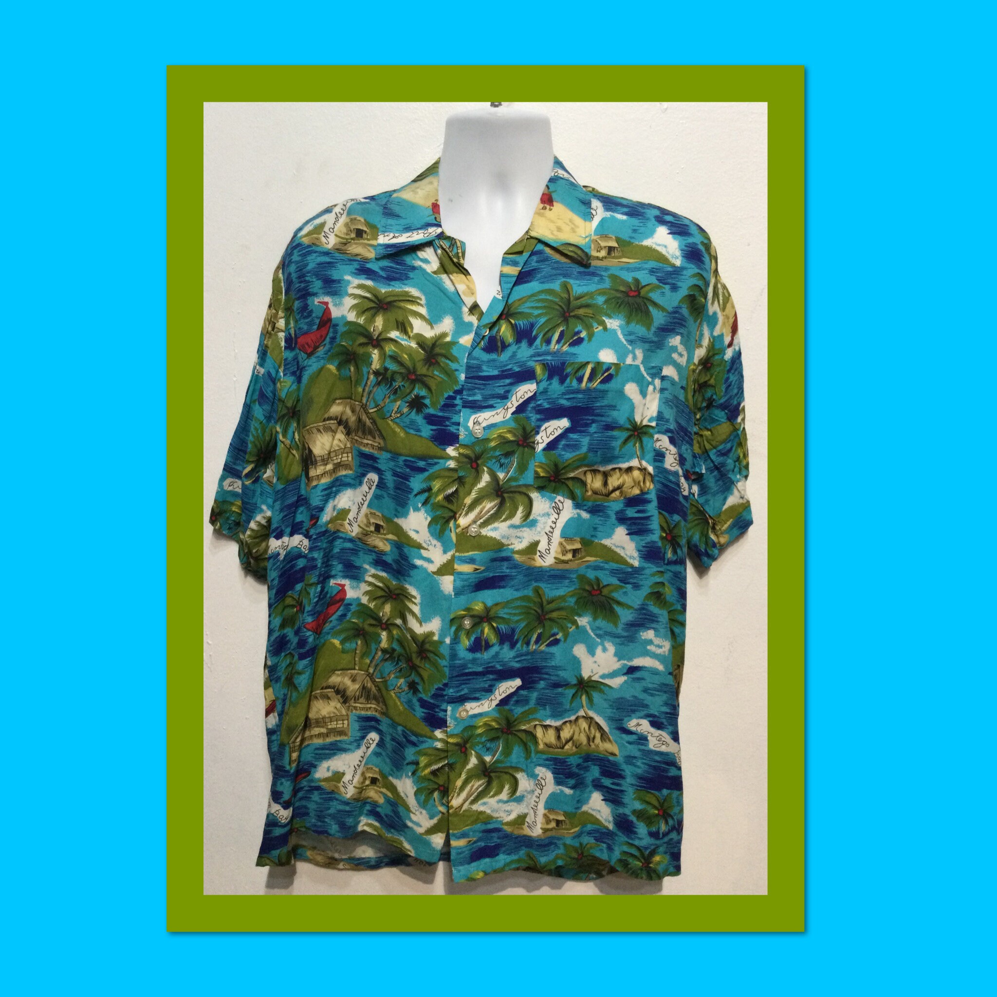 HS172 Vintage 1960s Rayon Hawaiian Shirt by National Sport Shirts