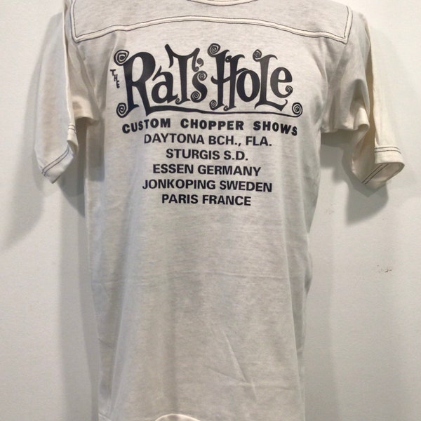 Vintage original 1970s Rats hole chopper fest dc tee, size M…j195