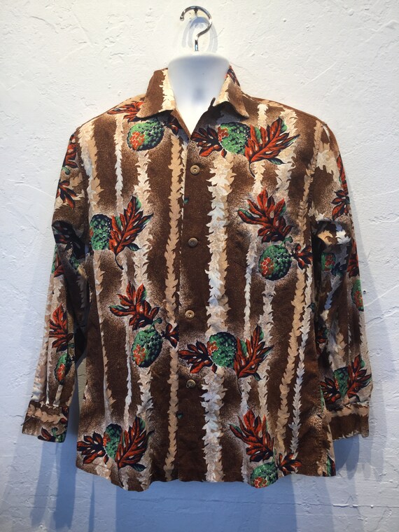 Vintage long sleeve cotton Hawaiian shirt - image 6