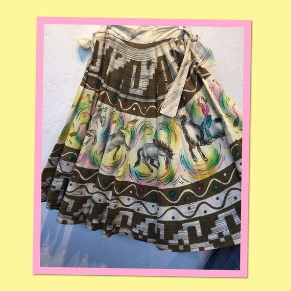 Vintage 1950s western hand painted circle shirt 2