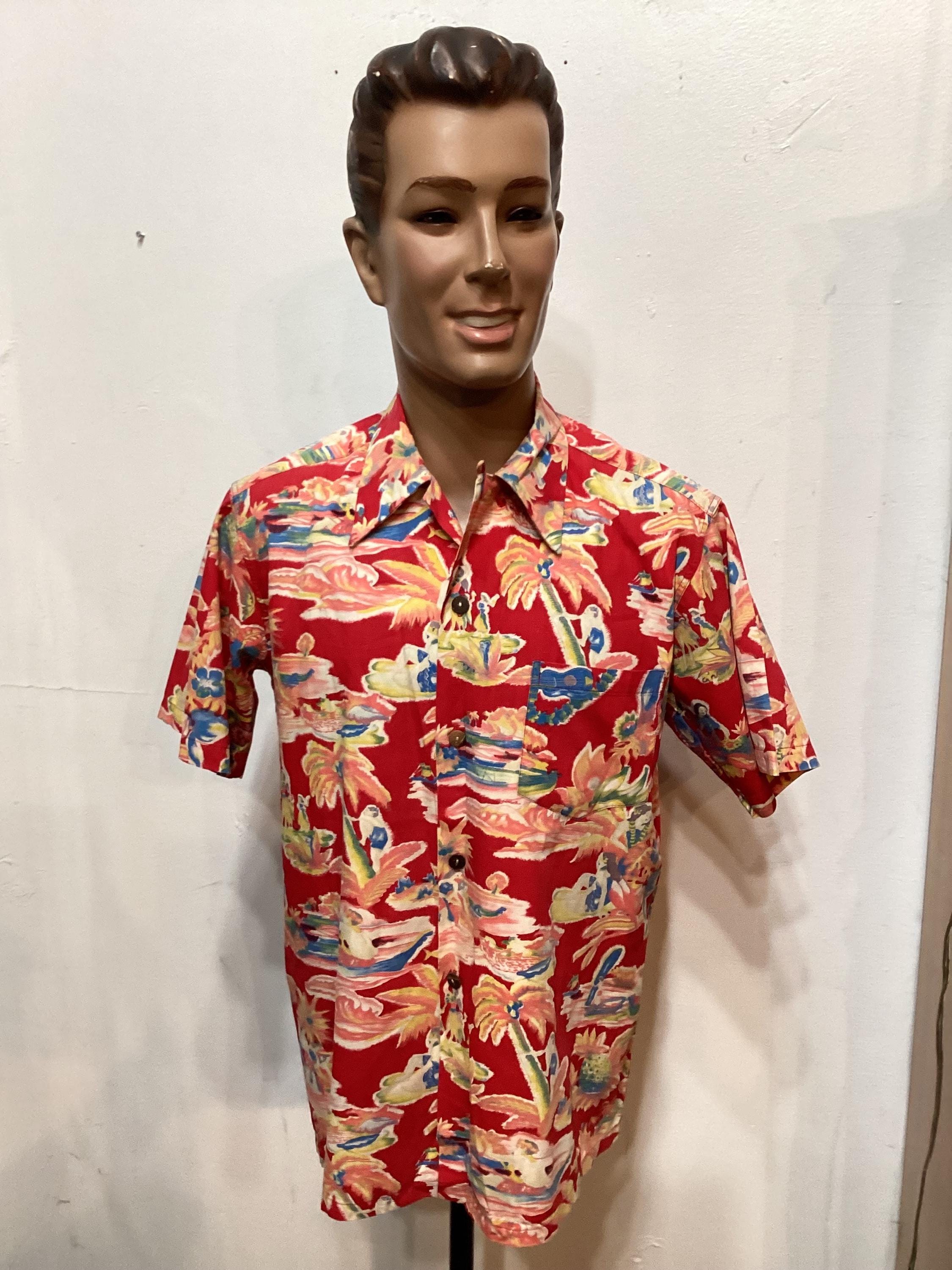 HS075 Vintage 1940's/50's Cotton Hawaiian Shirt. Size Large - Etsy