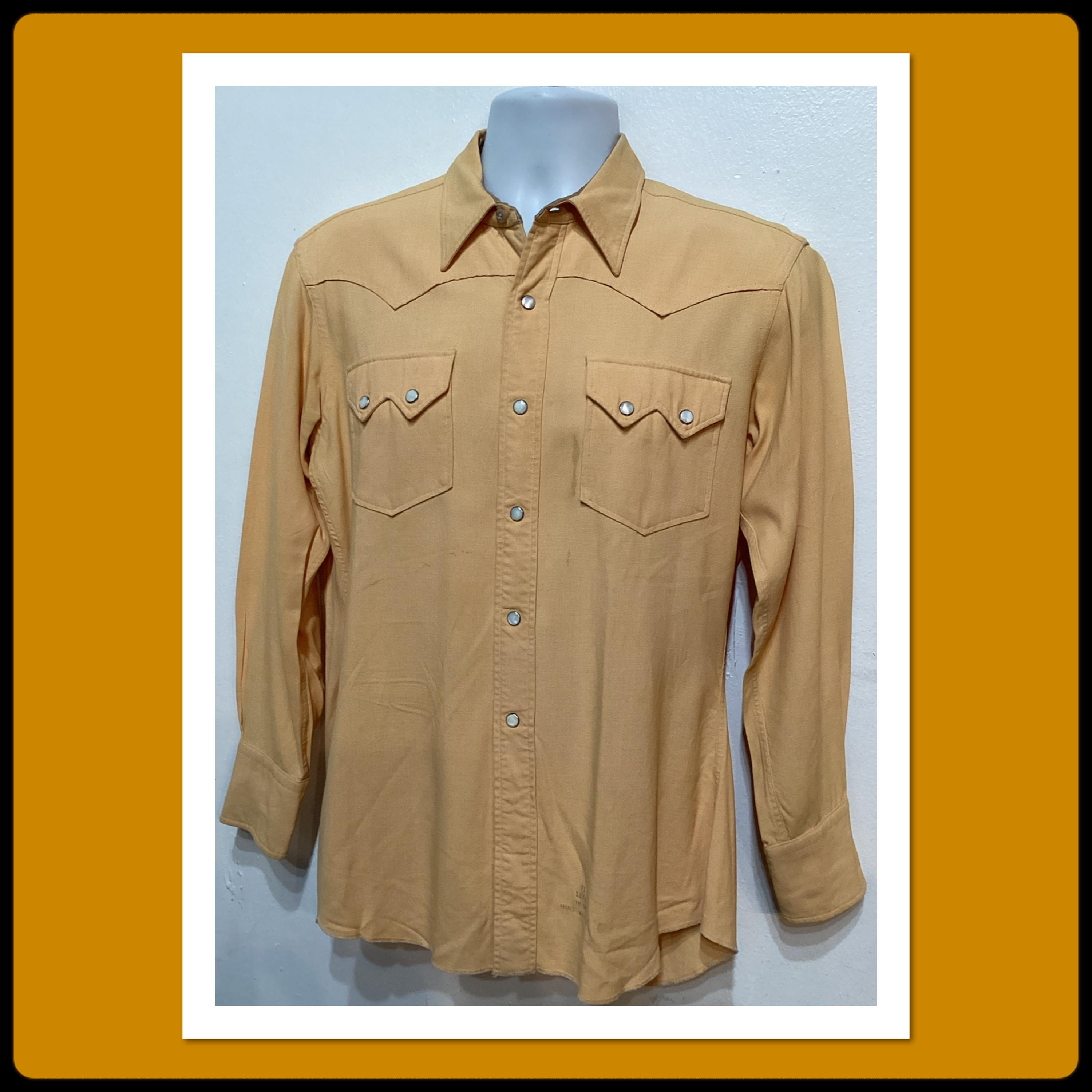 Chemise Vintage Miller Western Wear – 15 1/2-34 – Manches Longues – Motif Perlé – Occasion