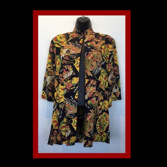 Vintage 1940s Kamehameha rayon evening jacket