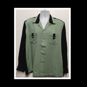 HR039 Vintage reproduction 1950&#39;s two tone gabardine shirt by Hollywood Rogue