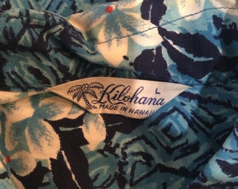 ビンテージアロハシャツ 50s Kilohana made in hawaii HS207 Vintage 1950s Cotton Hawaiian Shirt by Kilohana. Size