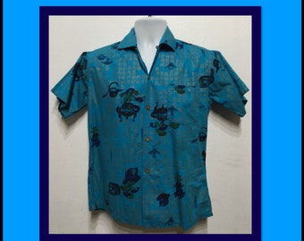 Vintage 1950s cotton Hawaiian shirt by Hawaiian Surf. Size small