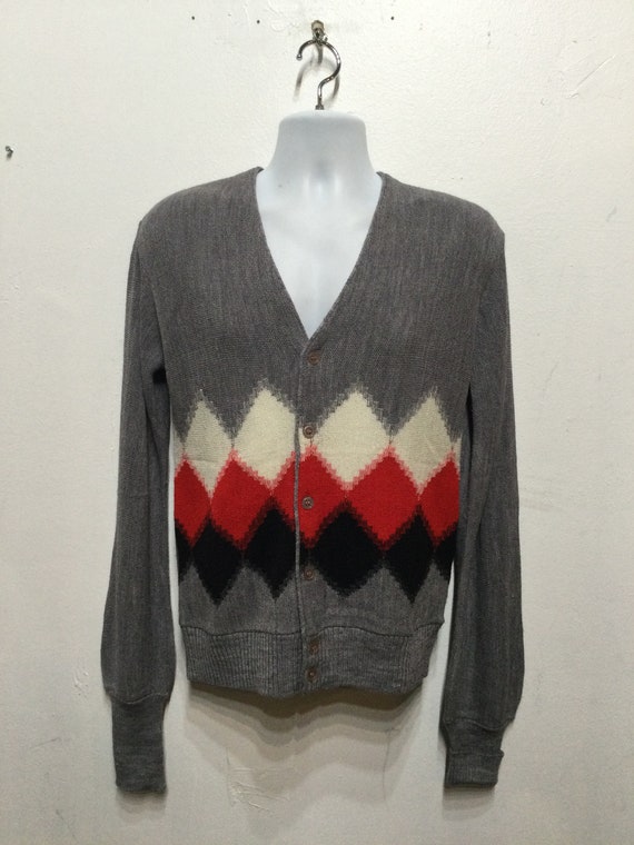 Vintage 1950s/60s argyle cardigan sweater by Saha… - image 7