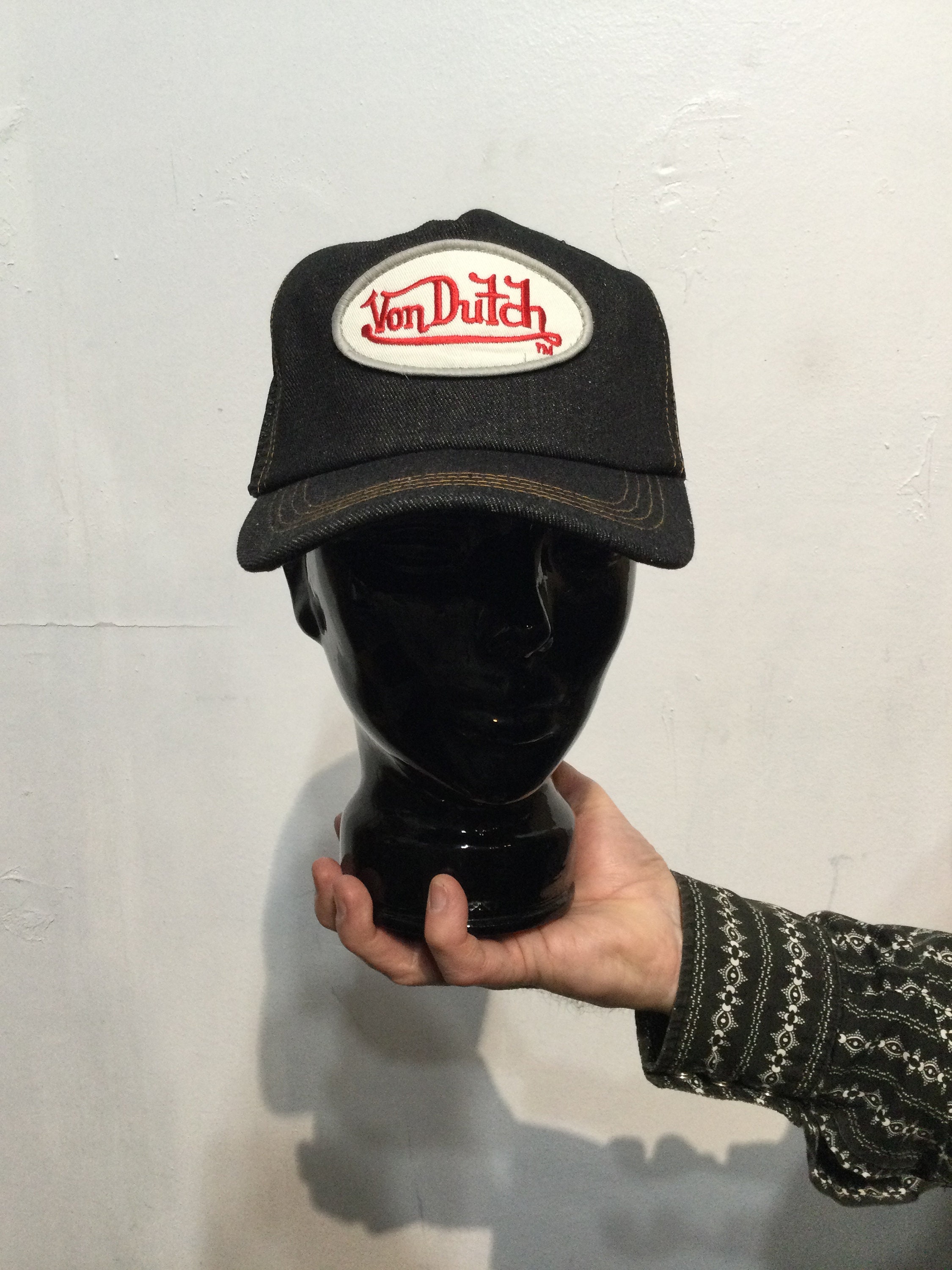 Vintage Original Von Dutch Black Denim Baseball/trucker Cap Vintage Original Von Dutch Black Denim Baseball/trucker Cap