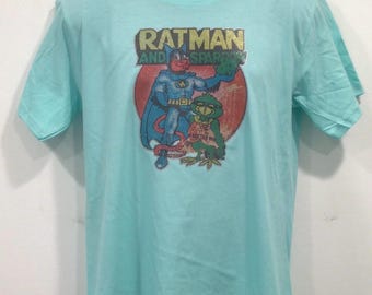 Original Vintage Batman/Ratman Abziehbild auf ungetragenem T-Shirt, Größe M…j391