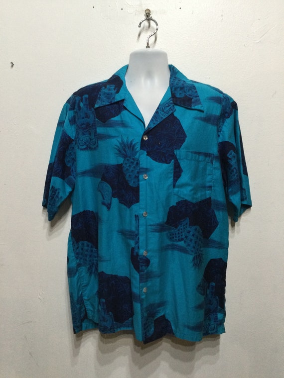 Vintage 1960s/70s cotton tiki Hawaiian shirt by P… - image 8