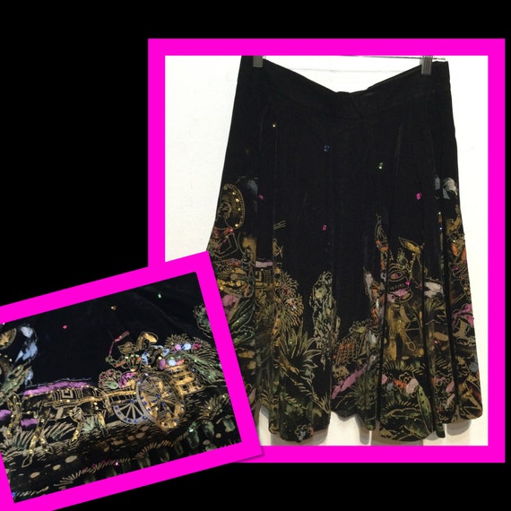 Fantastic Vintage 1950s hand painted sequin velvet