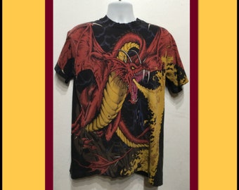 Vintage 1990's original dragon print tee by Liquid Blue. Size Large