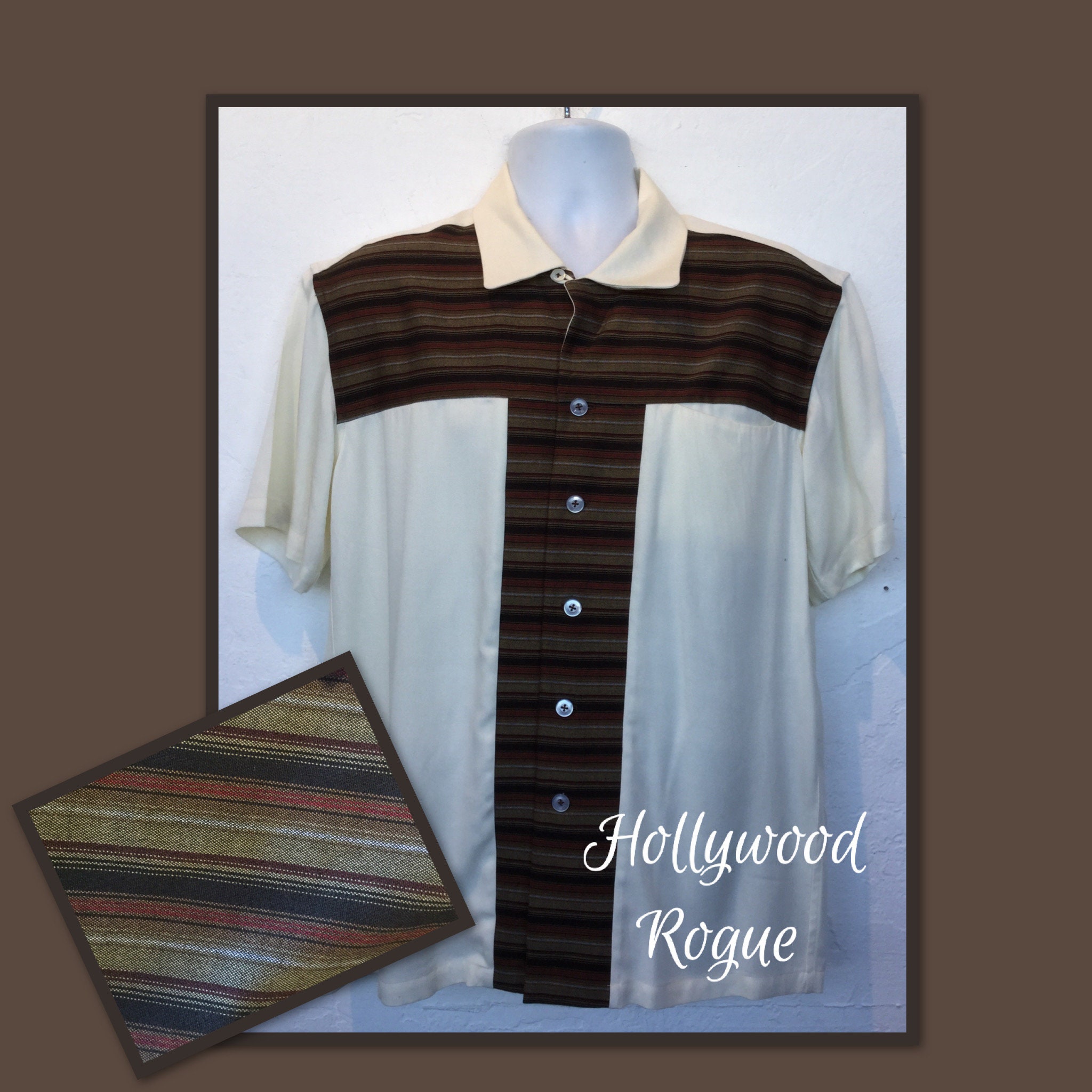1950s Vintage Reproduction Stripe T Panel Hollywood Rogue Shirt 