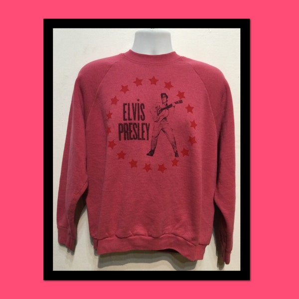 Vintage printed pink rock sweatshirt - "Elvis Presley"