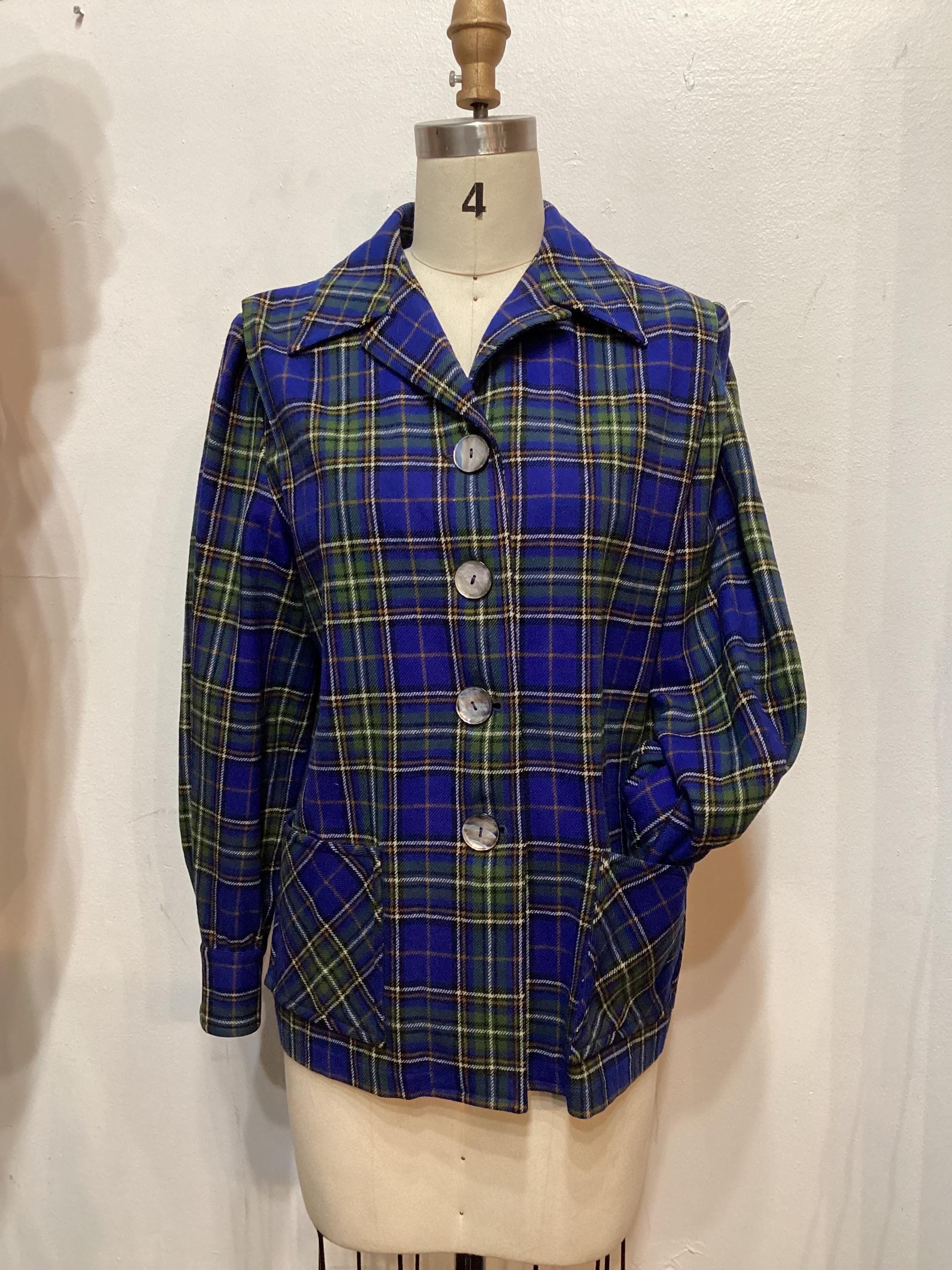 WV032 Vintage 1940's/50's Plaid Wool Women's 49'er Jacket by
