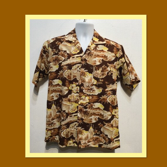 Vintage 1950s Hawaiian cotton shirt. Size medium