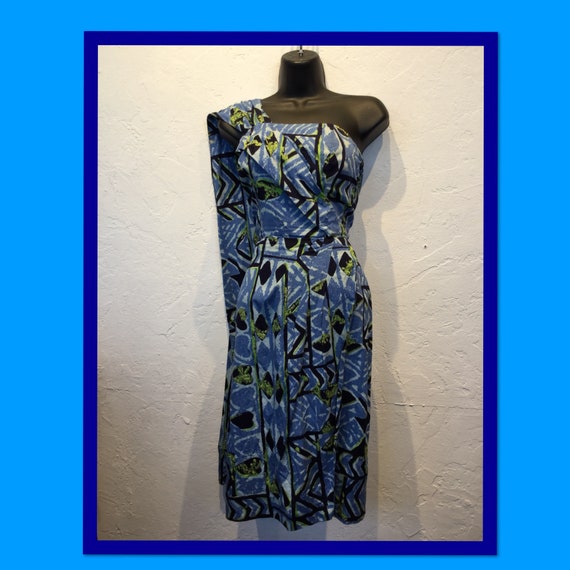 Vintage 1950s sarong dress with original throw