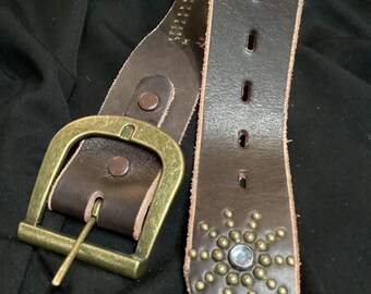 【SPERONE】24SS★ Vintage Western Belt Buy Wide Tan Western Ranger Belt With Silver Buckle - Capo Pelle