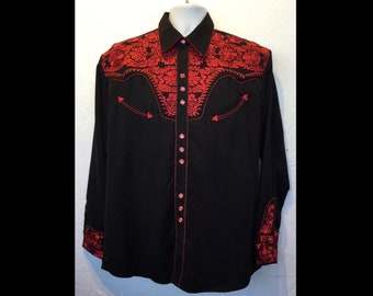 1950s vintage reproduction embroidered western shirt.