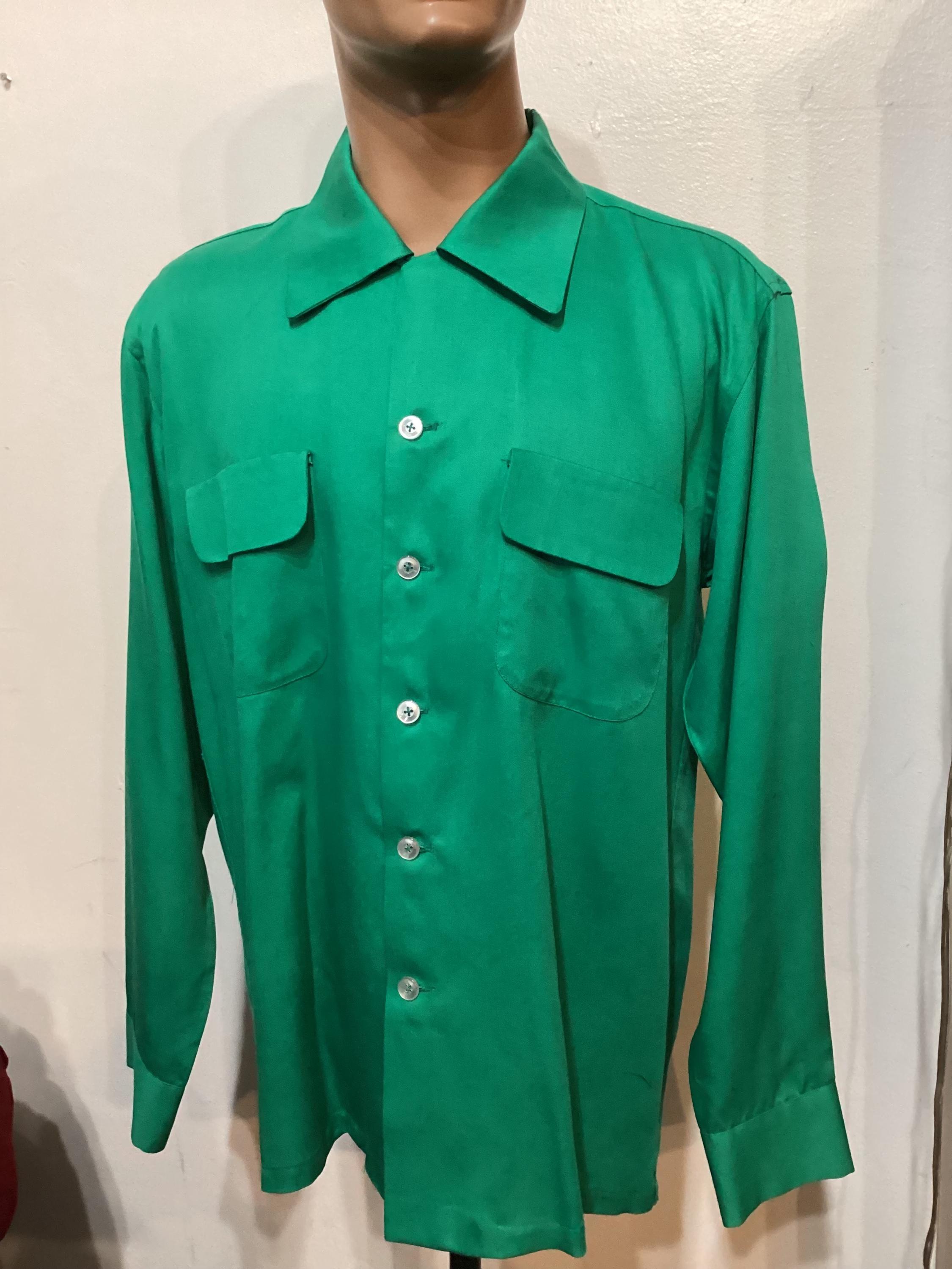 HR067 1950's Vintage Reproduction Kelly Green Rayon Gabardine