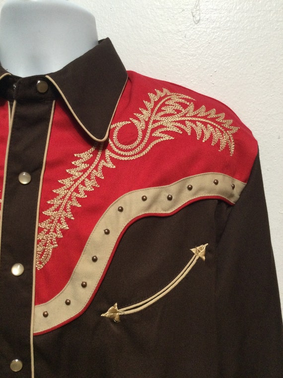 1950s vintage reproduction embroidered western sh… - image 8