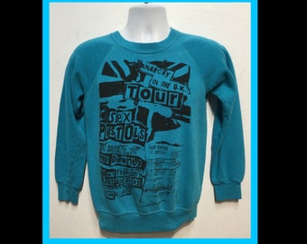 Vintage punk rock sweatshirt- " Anarchy in the U.K. Tour- Sex Pistols, The Damned, Johnny Thunders & others. Size Small