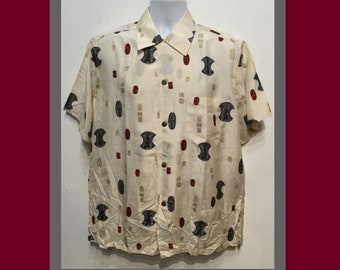 Vintage 1940s/50s silk Hawaiian shirt dead stock/unworn condition Size large