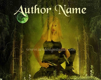 Pre Made Fantasy Book Cover Green Cat Eyes Huntress/Protector