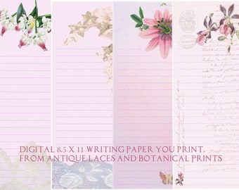 Digital Writing papers You Print  Instant download