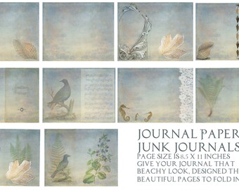 Digital Journal Papers Junk Journal pages.8.5X11 fold in half