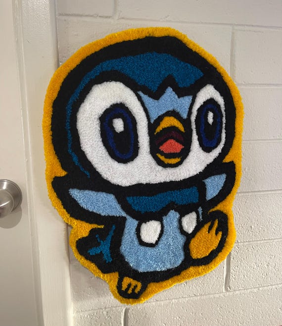 Handmade Wall Rug Inspired by Pokémon Piplup | Cute Piplup Wall Decor for Fans