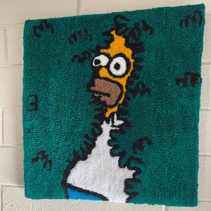 The Simpsons Homer Wall Hanging Rug - Homer Hiding in the Bushes Scene - Anime Home Decor Gift