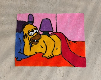 Homer Simpson Tufted Rug Wall Hanging, Handmade Cartoon Wall Art Decor