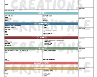 Hoja de informe de enfermería colorida con registro de tiempo (PDF imprimible)
