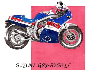 Suzuki GSX-R750 LE gsx 750 PRINT of Original Acrylic Painting.  11 x 14