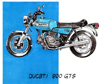 Ducati 900 GTS 900gts PRINT of Original Acrylic Painting.  11 x 14