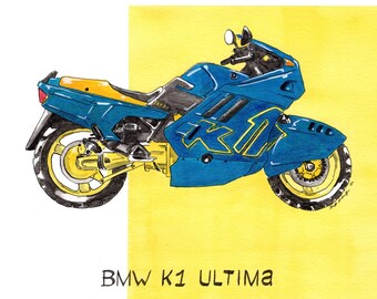 BMW K1 Ultima PRINT of Original Acrylic Painting.  11 x 14