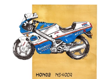 Honda NS400R ns400 ns 400 rothmans PRINT of Original Acrylic Painting.  11 x 14