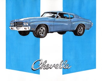 Custom Ink and Acrylic Painting Commission: Car, Truck, Motorcycle, Plane, Toy