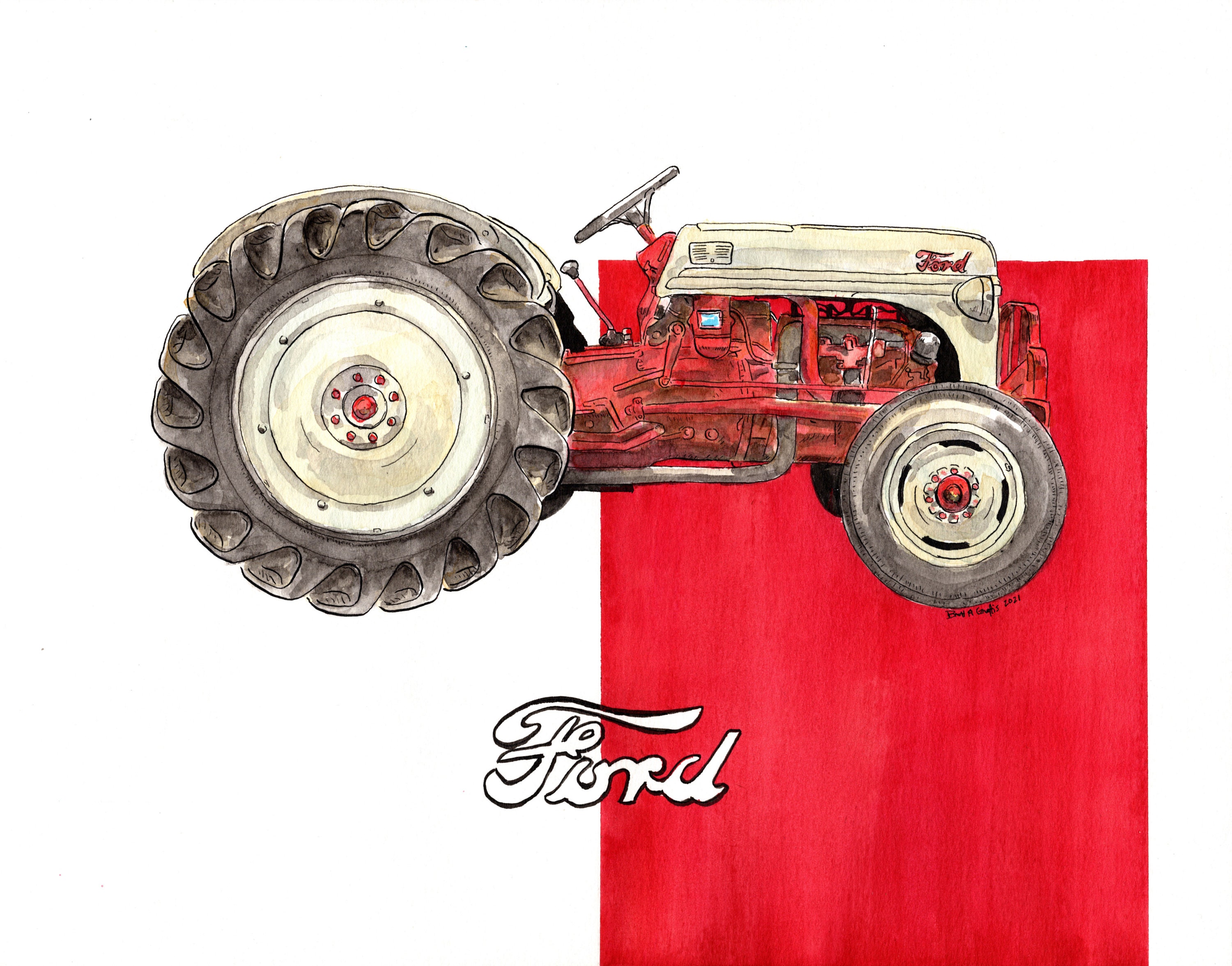 8n Ford Tractor Art Etsy