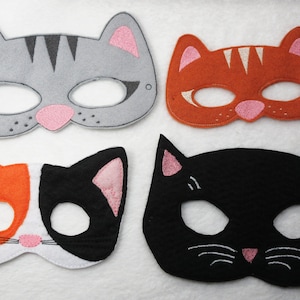 Cat Masks Black Cat, White Cat, Tabby Or Calico Dress Up Mask, Pretend Play, Costume, Cosplay, Party Favor, Halloween
