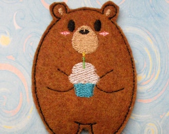 Birthday Bear Hug Card with Bear Token or Unicorn Hug Card with Finger Puppet Isolation Card with Birthday Cup Cake