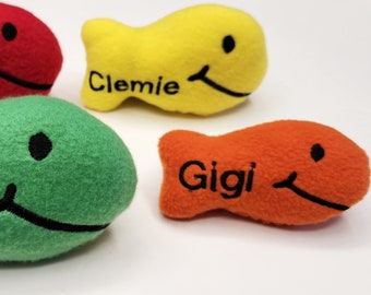 Cat Toy Goldfish with Catnip Personalized Name Three Sizes for Cat Playtime