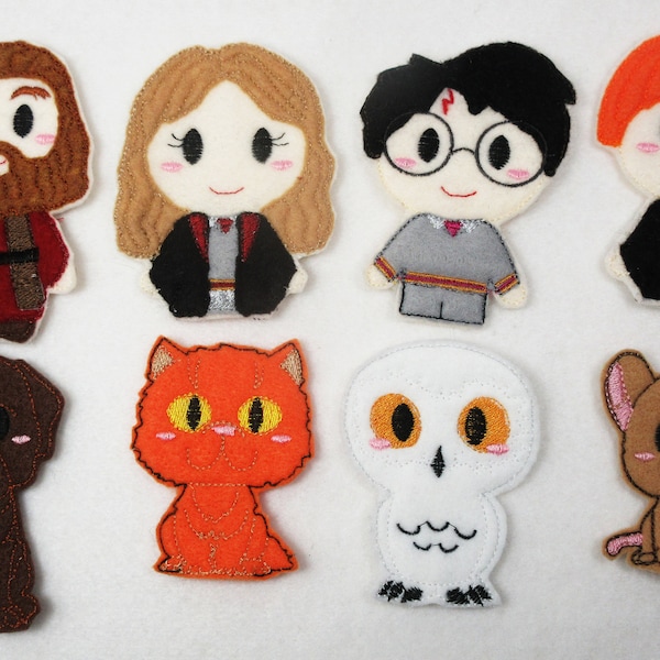 Wizard and Friends Finger Puppets Harry, Ron, Hermione, Hagrid, Crookshanks,  Hedwig, Fangs, and Scabbers