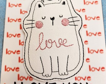 Valentine Love Cat  Cards with Key Chain  or Feltie Four Styles